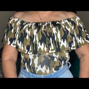 CAMO off the shoulder blouse